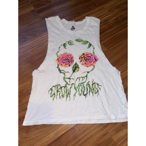 Element x Jac Vanek Grow Young Skull Rose Graphic Sleeveless Tank Top - Picture 1 of 3